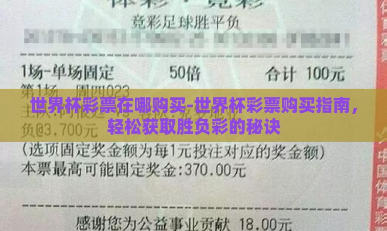 世界杯彩票在哪购买-世界杯彩票购买指南，轻松获取胜负彩的秘诀