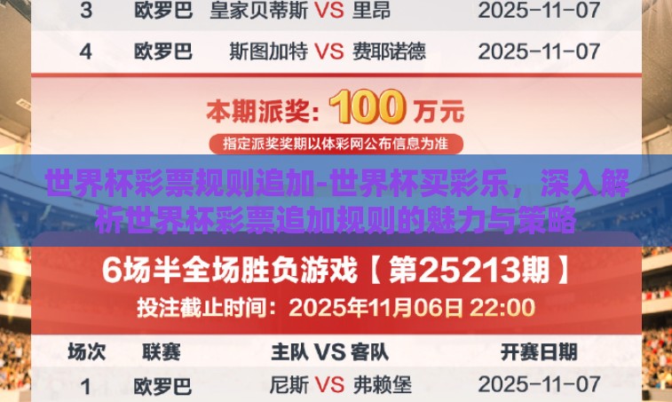 世界杯彩票规则追加-世界杯买彩乐,深入解析世界杯彩票追加规则的魅力与策略 世界杯彩票规则追加-世界杯买彩乐,深入解析世界杯彩票追加规则的魅力与策略