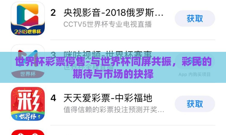 世界杯彩票停售-与世界杯同屏共振，彩民的期待与市场的抉择