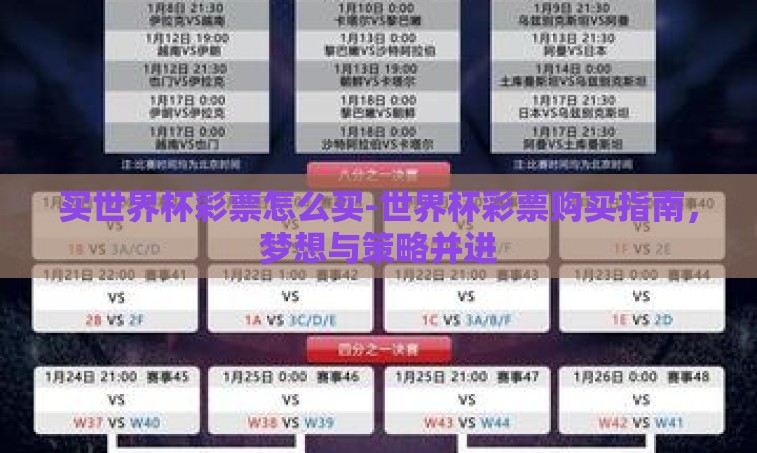 买世界杯彩票怎么买-世界杯彩票购买指南，梦想与策略并进