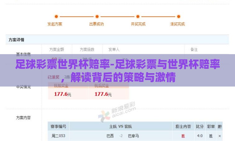 足球彩票世界杯赔率-足球彩票与世界杯赔率，解读背后的策略与激情