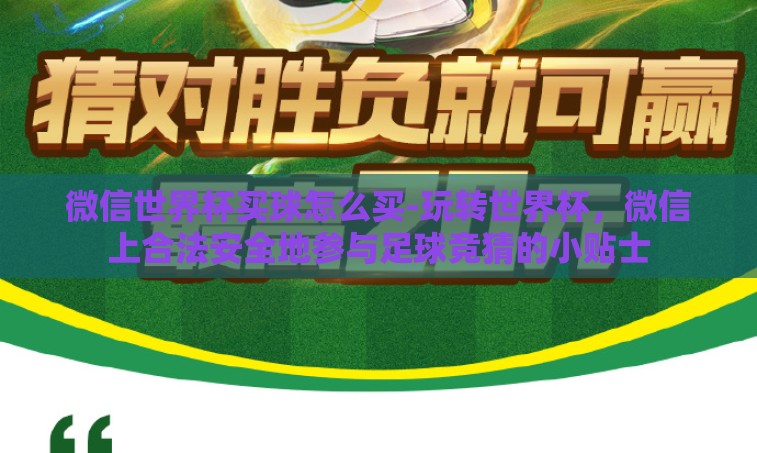 微信世界杯买球怎么买-玩转世界杯，微信上合法安全地参与足球竞猜的小贴士