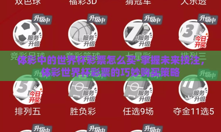 体彩中的世界杯彩票怎么买-掌握未来投注,体彩世界杯彩票的巧妙购买策略 体彩中的世界杯彩票怎么买-掌握未来投注,体彩世界杯彩票的巧妙购买策略