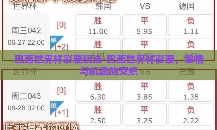 巴西世界杯彩票玩法-巴西世界杯彩票,激情与机遇的交织 巴西世界杯彩票玩法-巴西世界杯彩票,激情与机遇的交织