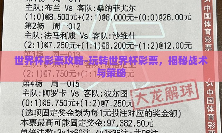 世界杯彩票攻略-玩转世界杯彩票，揭秘战术与策略