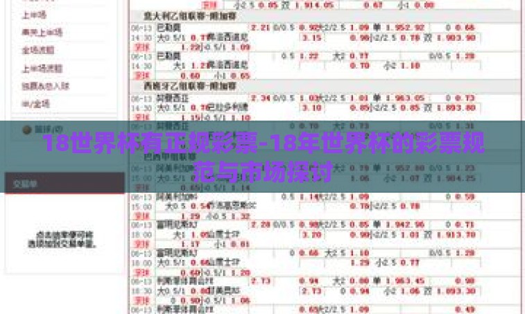 18世界杯有正规彩票-18年世界杯的彩票规范与市场探讨 18世界杯有正规彩票-18年世界杯的彩票规范与市场探讨