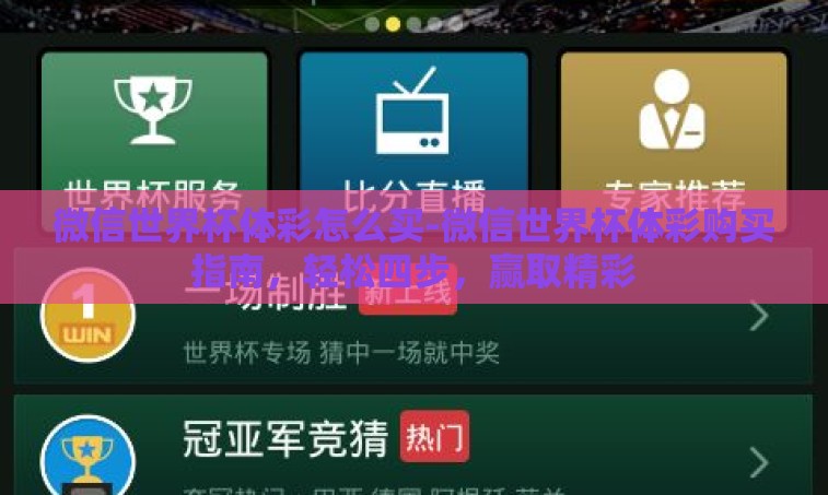 微信世界杯体彩怎么买-微信世界杯体彩购买指南，轻松四步，赢取精彩