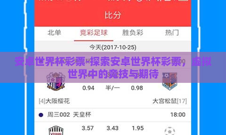 安卓世界杯彩票-探索安卓世界杯彩票,虚拟世界中的竞技与期待 安卓世界杯彩票-探索安卓世界杯彩票,虚拟世界中的竞技与期待