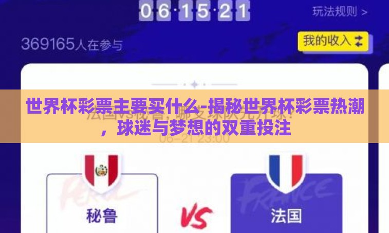 世界杯彩票主要买什么-揭秘世界杯彩票热潮,球迷与梦想的双重投注 世界杯彩票主要买什么-揭秘世界杯彩票热潮,球迷与梦想的双重投注