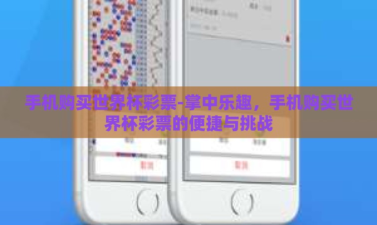 手机购买世界杯彩票-掌中乐趣，手机购买世界杯彩票的便捷与挑战