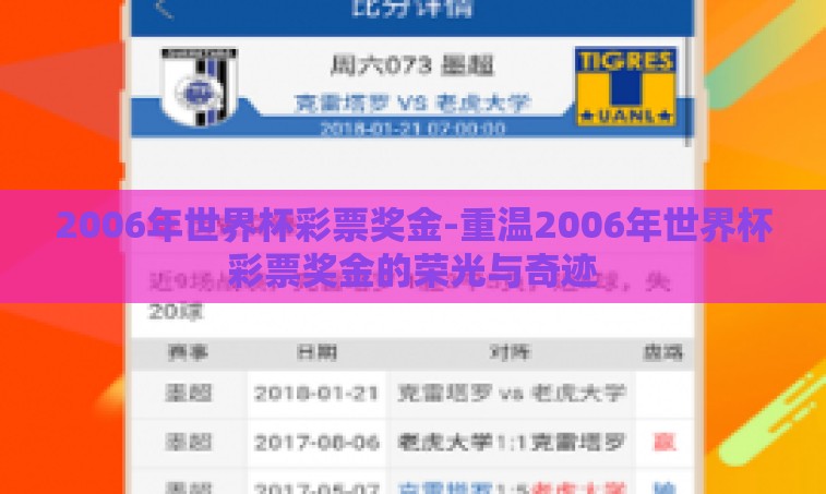 2006年世界杯彩票奖金-重温2006年世界杯彩票奖金的荣光与奇迹