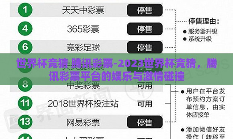 世界杯竞猜 腾讯彩票-2023世界杯竞猜，腾讯彩票平台的娱乐与激情碰撞