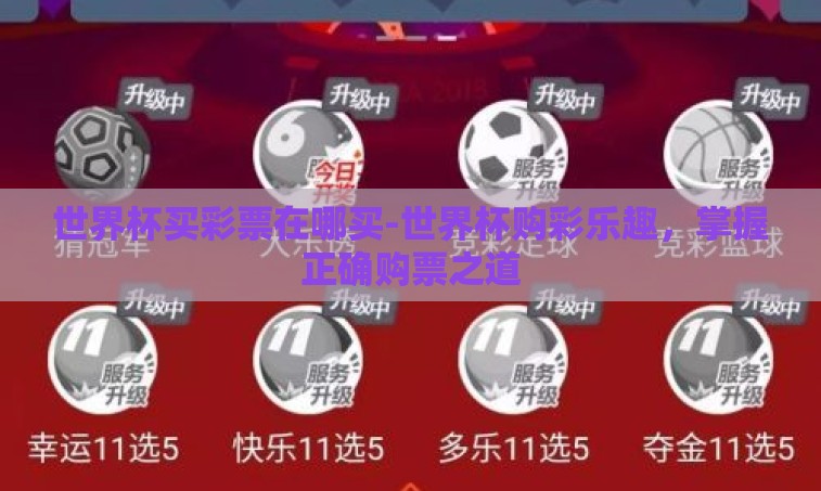 世界杯买彩票在哪买-世界杯购彩乐趣，掌握正确购票之道